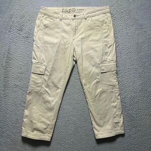 Ethyl Classic Khaki Cargo Capri Pants Rhinestone Embellished Tan Size 12